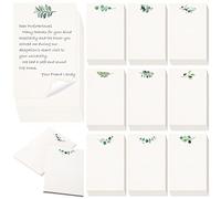 Spiareal 100 Pcs Greenery Note Cards 4x6in, Eucalyptus Leaves Blank Note Cardstock Floral Watercolor Index Thank Greeting Cards for School Office Wedding Baby Shower(Milk White)