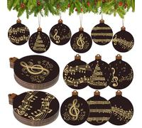 Spiareal 36 Pcs Vintage Christmas Music Note Ornament Music Sheet Hanging Ornament Antique Victorian Printable Christmas Ornament New Homeowner Gift Ideas(Dark Brown,Classic Style)