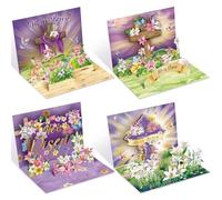Spiareal 4 Pcs He is Risen Pop Up Easter Card 7 x 5 Inch Cross Religious Cards with Envelopes 3D Pop Up Happy Easter Cards He Is Risen Religious Celebration for Spring Christian Greeting