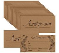Spiareal 50 Pcs Blank Gift Certificates for Small Businesses 3.75 x 7.5 Inches Double Sided Kraft Black Foil Certificate Cards Paper Vouchers for Hair Salons Spa Restaurants(Brown)