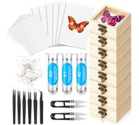 Spiareal 55 Pcs Insect Specimen Tools Kit Include 3.54 x 3.54 x 1.77 in 8 Pcs Display Case Box 6 Foam Pinning Board 3 Tubes Pins 6 Tweezers Butterfly Insect Pinning Kit Entomology Collection Supplies