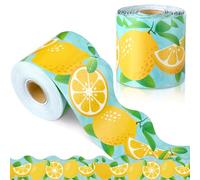 Spiareal 68.9 Feet Lemon Zest Border Bulletin Board Border Flower Beach Sun Eucalyptus Paw Flag Hat Balloon Sailboat for Classroom Boards Wall Decor