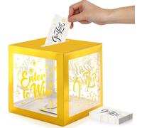 Spiareal Enter to Win Donation Box with Raffle Tickets Cards Gold Raffle Box Safe Suggestion Box with Entry Form Cards Ballot Box with Slot Collection Box for Contest Carnivals Raffles (Classic Style)