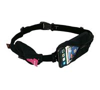 SPIbelt Double Pocket Running Belt, Black Fabric/Black Zipper/Logo Band
