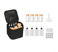 Spice Bottle Carry Bag with 4 Bottles and Kettle | 900D Oxford Condiment Kit Organizer for Camping Hiking | Travel Seasoning Storage Set with Funnel and(Black)
