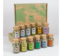 Spice Box with 12 Varieties - Original from KräuterGott - 12 Handmade Herbal Salts and Herb Mixtures