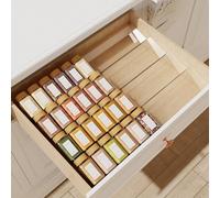 Spice Drawer Organizer, 4Tier Clear Acrylic Expandable From 13" to 26" Seasoning Jars Drawer Insert, Kitchen Drawer Spice Rack Tray for Cabinet/Countertop