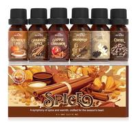 Spice Essential Oils for Diffuser, SNOWSEN Aromatherapy Oil Set - Apple Cinnamon, Pumpkin Pie, Gingerbread, Coffee, Vanilla, Harvest Spice, Autumn Fragrance Oils Gift Set