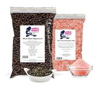 Spice Girls Ingredients Pink Himalayan Salt & Whole Black Peppercorns Bundle (1kg Each) | Premium Gourmet Cooking Seasoning Set | Natural & Pure, Coarse Salt & Peppercorns for Grinders, Cooking & BBQ