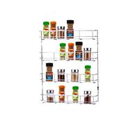 Buckingham 4 Tier Spice & Herb Rack-Wall Mountable or Kitchen Cupboard Door Storage, Sturdy Gauge Chrome Plated Wire Construction. Premium Quality, Metal,