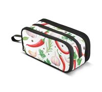 Spice Herbs Pepper White Pencil Case Big Capacity Pencil Pouch with 3 Compartment Portable Aesthetic Pen Bag Office Stationery Organizer School Supplies for Girls Boys Men Women Adult