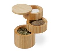 Spice jar 3 Compartments Natural Material Bamboo Spice Container Magnetic