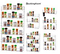 Buckingham 4 Tier Spice & Herb Rack-Wall Mountable or Kitchen Cupboard Door Storage, Sturdy Gauge Chrome Plated Wire Construction. Premium Quality, Metal,
