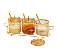 Spice Jars - Airtight Sugar Storage Container - Spice Storage Box with Lid and Spoon for Kitchen Cabinet Home Restaurant Counter