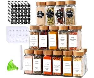 Spice Jars, Spice Jars with Lids and Labels, Spice Containers With Lids | 24 Pcs 120ml Spices and Seasonings Sets Organizer, Spice Glass Jar with Lid Food Canister Bottle Sugar Shaker