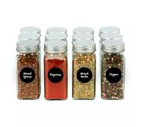 Spice Jars with Shaker Lids - Set of 12 | Spice Shaker Jars | Spice Jars with Lids | Glass Storage Bottles | Screw Top | Herb Containers | Seasoning Shaker | Empty Jars with Labels