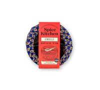 Spice Kitchen International Chilli Collection presentation gift set - 7 different types of Chillies, stainless steel spice and chilli storage tin, handmade Silk Sari wrap cover