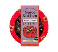Spice Kitchen Middle Eastern Spice Collection with 7 Cooking Spices, stainless steel Spice Storage Tin, Recipe Booklet and Silk Sari Wrap gift cover