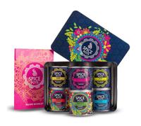 Spice Pots Indian Spice Gift Set with Recipe Book - 6 Curry Blends & 35 Easy Recipes - Indian Cooking Kit in Reusable Storage Tin - 24-30 Family Meals - Father’s Day Gift - Vegan & Gluten Free
