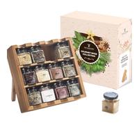 Spice Rack - 12 Herbs and Spices for Cooking, Spice Gift Set, Premium Wooden Spice Rack With Spices Included, Herbs, Spices & Seasonings |House Essentials For New Home |Space Saving, Spice Organiser