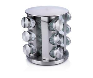 Spice Rack 12PC Revolving, Stainless Steel, Jars Included