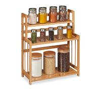 Spice rack 3 Tiers Natural Finish Bamboo Spice Organiser Adjustable Kitchen Rack