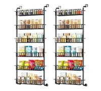 Spice Rack - 6-Tier Over-the-Door Metal Shelf Wall-Mounted Kitchen Storage Solution for Easy Access to Spices and Seasonings