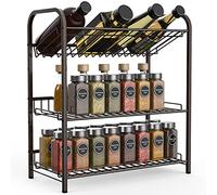 Spice Rack Free Standing Organizer 3 Tier Seasoning Rack Metal Shelf, Countertop Cabinet Storage Shelf Organizer for Kitchen Bathroom, Bedroom holder(Bronze)
