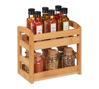 Spice rack Kitchen Seasoning Stand 2 Tiers Natural Material Herb Storage Rack