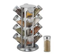 Spice Rack Organisation Rotating Stainless Steel 16 Glasses Jars Silver Modern