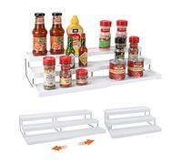 Spice Rack Organiser,3-Tier Extendable Spice Holder,Inside Kitchen Cupboard Organiser,Suitable for Kitchen Countertop Spice Jars Bottles Storage,White