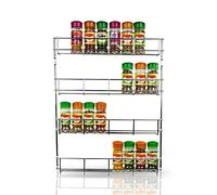 Spice Rack Organiser Wall Mounted Chrome Plated Shelf Storage for Kitchen Cupboard - Door Hanging Metal Rack for Spices and Herb (4 Tier)