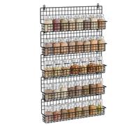 Spice Rack Organizer Wall Mounted 5-Tier Stackable Black Iron Wire Hanging Spice Shelf Storage Racks,Great for Kitchen and Pantry Storing Spices Seasoning, Household Items,Bathroom and More