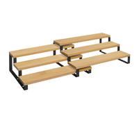 Spice Rack, Set of 2 Cabinet Shelf Organisers, Natural + Black