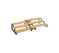 SONGMICS Spice Rack, Set of 2 Cabinet Shelf Organisers, 3-Tier Extendable Spice Holder, Engineered Wood, Stackable, for Pantry, Cupboard, Countertop, Natural Beige and Ink Black KCS016N01