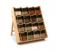 Relaxdays Bamboo Spice Rack with 16 Jars, 4 Tiers, Standing, Natural, 35x30x9 cm