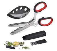 Spice Scissors, Chive Scissors, Kitchen Herb Scissors, 5-Blade Multi-Purpose Herb Scissors, Multifunctional Kitchen Scissors, Stainless Steel Kitchen Scissors, with Safety Cover and Cleaning Comb,