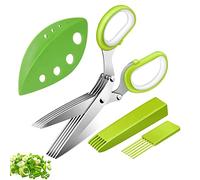 Spice Scissors, Herb Scissors, Vegetable Scissors, Stainless Steel Kitchen Scissors, 5 Blades, with Cleaning Comb, Safety Cover and Stripping Holes, for Vegetables, Parsley, Coriander, Butyeak
