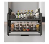 Spice Storage Basket, 2-Tier Wall Pull Down Shelf, Upper Wall Cabinet Storage Organizer for Bar, Cafe, Closet, and Pantry Use