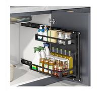 Spice Storage Rack Under The Kitchen Sink, Pull-Out Basket In Cleaning Utensil Cabinet,Black,30cm(40cm)