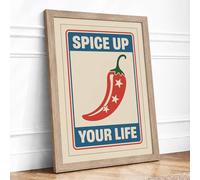 Spice Up Your Life Retro Framed Wall Art Print A1 (84.1×59.4cm) Oak, Wall Decor for Living Room, Bedroom, Office & Home, Ready to Hang, Art Gift
