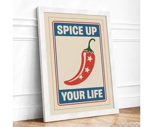 Spice Up Your Life Retro Framed Wall Art Print A1 (84.1×59.4cm) White, Wall Decor for Living Room, Bedroom, Office & Home, Ready to Hang, Art Gift