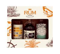 Spiced and Flavoured Rum Selection Trio Gift Set - Cut to the Spiced Rum 37.5% ABV, Kraken 40% ABV & Trash & Treasure Tropical Rum 37.5% ABV - 3 x 5cl Spiced Rum Miniatures by Blue Tree Gifts