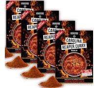 SPICENTICE Carolina Reaper Worlds Hottest Curry Powder Recipe Kit - 4 Pack (Serves 16) - 100% Natural Hand Blended Spice - Made in UK (4 Pack)