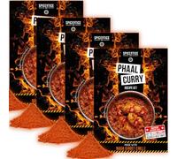 SPICENTICE Hot Phaal Curry Powder Recipe Kit - 4 Pack (Serves 16) - 100% Natural Hand Blended Spice with Naga Ghost Chilli Pepper - Restaurant Style - Made in UK