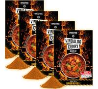 Spicentice Hot Vindaloo Curry Powder Recipe Kit - 4 Pack (Serves 16) - 100% Natural, Hand Blended Spice made with Habanero Chilli - Made in UK
