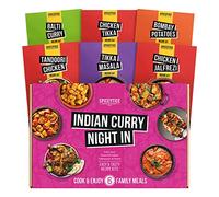 SPICENTICE Indian Curry Night In Gift Box, 6 Authentic Recipe Kits with Premium Indian Spice and Seasonings - Gluten Free, Vegan & Low Calorie