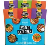 Spicentice World Food Explorer Recipe & Spice Gift Set - 6 Pack, 100% Natural - Japanese Katsu Curry, Spanish Paella, Thai Red Curry, Greek Souvlaki, Moroccan Tagine & Indian Tikka Masala