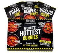 SPICE'N'TICE World's Hottest Curry Gift Set - 3 Extreme Hot Curry Spice Kits (Spices Included) - Carolina Reaper, Ghost Chilli & Habanero - Vegan-Friendly Food Gift for Chilli Lovers