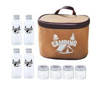 Spices Container Set - Eight Piece Clear Compact Seasoning Canisters, Durablee Lightweight Construction, Organized Flavor Storage System, Portable Pouch Included | Outdoor Cooking Hiking Picnic RV